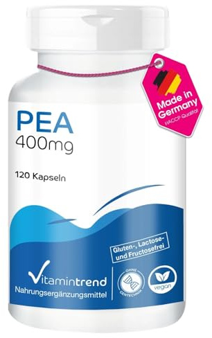Vitamintrend Capsule PEA ad alto dosaggio 400 mg, 120 pezzi, palmitoiletanolamide, integratore alimentare vegano senza additivi, prodotto in Germania