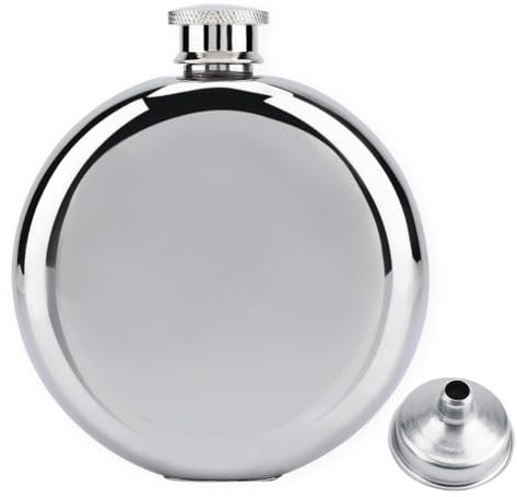 Hominas Bouteille Alcool Ronde, Flasque a Alcool Whisky Flask 150 Ml En Acier Inoxydable Portable pour Camping Voyage Pêche