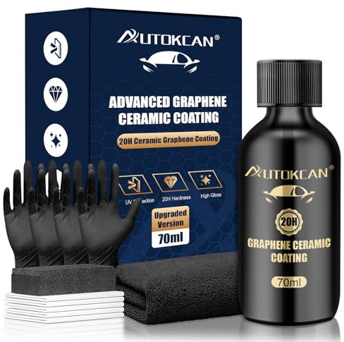 Keramikversiegelung Auto, 70ML Graphene Ceramic Coating, 20H Keramikversiegelung für Autos, Ultrahochglanz, Extrem Hydrophob, Nano-Versiegelung für Lackschutz Nano Versiegelung Auto