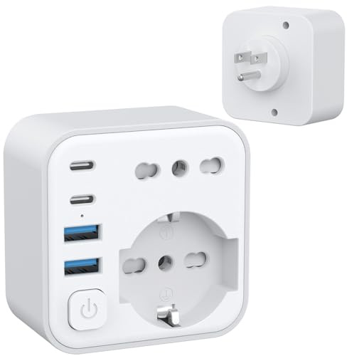 Aochxin Adattatore Presa Americana, 6 in 1 Adattatore Americana Italiano con 4 USB, per America, Canada, Messico, Thailandia, Colombia, Adattatore Prese Americana 3680W, Spina da Viaggio (Tipo B)