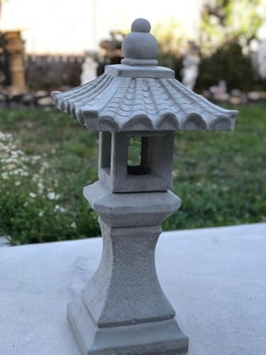 Pagoda Concrete Japanese Stone Lantern,Oriental, Asian 3-Piece Outdoor Garden Statue Sale 28 Tall Made in USA