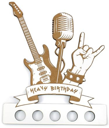 Dekolando Geldgeschenk Rock Metaler Geburtstag - Heavy Birthday - mit 5 Löchern für Geldscheine - Pommesgabel Rockmusik Geschenk für Metalfans und Rocker