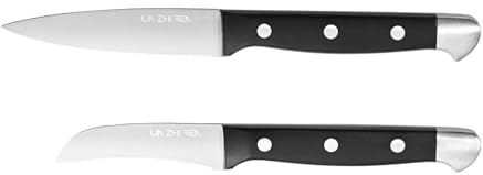 LIN ZHI REN Paring Knife Set, 2-Piece (4“ Multi-Purpose Paring Knife + 3.5” Bird's Beak Knife) – High Carbon Stainless Steel Blades, Non-Slip Ergonomic Handles