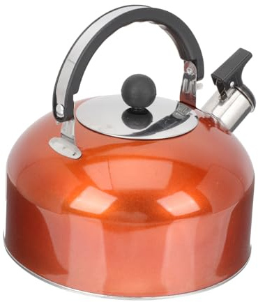 CLISPEED Tetera Silbante De Acero Inoxidable De 2 Litros Mango Resistente Al Calor y Boca Ancha Para Hervir Agua Estufa Inducción Uso Doméstico Color Naranja