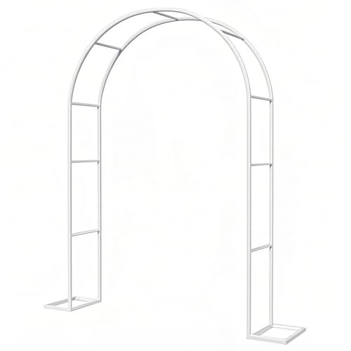 Pergola en métal antirouille résistant aux intempéries pour plantes grimpantes, arche de rose pour mariages et fêtes, tonnelle décorative (blanc, 260 x 230 cm)
