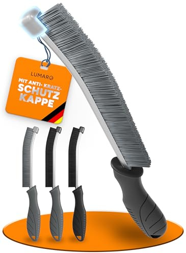 LUMARO - Fugenbürste inkl. Kratzschutz - hochwertige Reinigungsbürste - Fugenbürste Bad Dusche - Fugenreiniger Bad für Fliesen - Putzbürste Duschkabinen - Reinigungsbürsten Set 2x Hartborsten 2x Weich