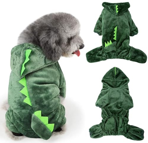 KASESSS Lindo Ropa Perro, Dinosaurio Ropa para Perros, Pijama Perro de 4 Piernas, Jersey para Perros Suave y Cálido, Pequeño Dog Clothes para Clima Frío Interiores y Exteriores (XL)