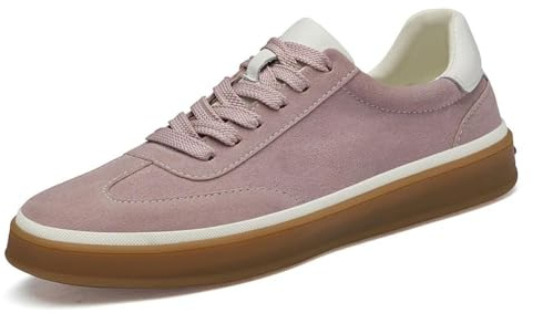 NYSBH Herr Tenis maskulino skor läder skridskor män mode vardagliga promenadskor klassiska platta skosnören sneakers, Rosa, 39.5 EU