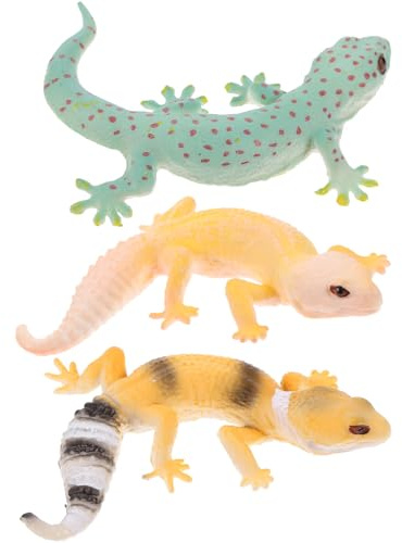 FUNNETOYU Figuras de Gecko Realistas de Plástico 3piezas Juguete Cognitivo Educativo Ligero y Delicado para Niños