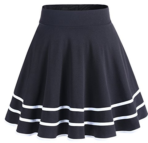 Dresstells - Minigonna svasata in poliestere, Nero/Bianco, M