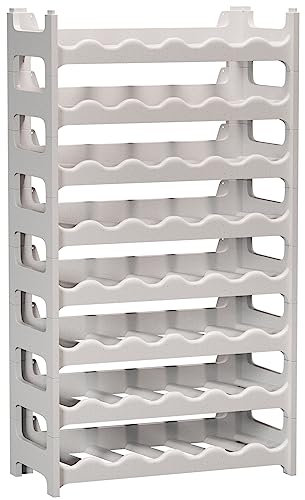 ARTECSIS Weinregal stapelbar Kunststoff für 48 Flaschen, stabiles Flaschenregal in Gastronomie-Qualität, modular erweiterbar, Granitgrau