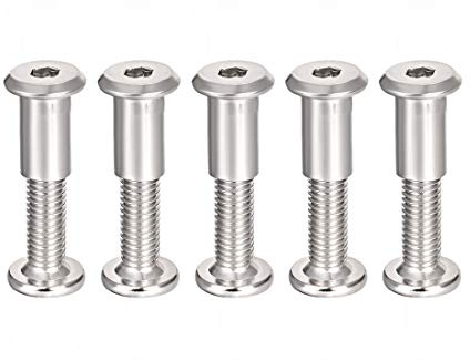 uxcell Screw Post Fit for 3/8(10mm) Hole Dia, Male M8x30mm Belt Buckle Binding Bolts Leather Fastener Carbon Steel 5 Sets