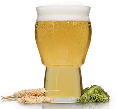 Brewing America Muffin Top Nucleated Beer Glasses - Pint Glass - Cider, Soda, Craft Beer Gifts (Clear) (Single)