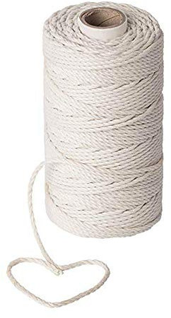 Corda macramè 200 m x 3 mm, in cotone naturale, corda intrecciata in macramè organico, per appendere piante fai da te, artigianato, lavoro a maglia