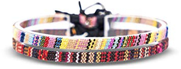 2x Bracelet surfeur set hommes et femmes - boho hippie - accessoires de plage et de festival - fabriqués à la main - 100% coton écologique, imperméable et ajustable (Jaune & Marron)