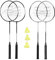 Triumph Sports Badminton-Set für 4 Spieler mit 4 Schlägern, 3 Federbällen und 1 Tragetasche, schwarz (35-7119-2)