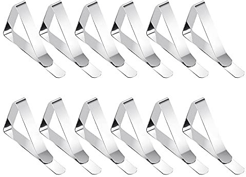 lmytdo Tischdeckenklammer Edelstahl, 12 Stück Draußen Tischtuchklammern Metall Tischdeckenhalter Tischtuch Klein Klemme Clips für Picknicks, Partys, Hochzeiten, Abendessen, Schulen (Silber)