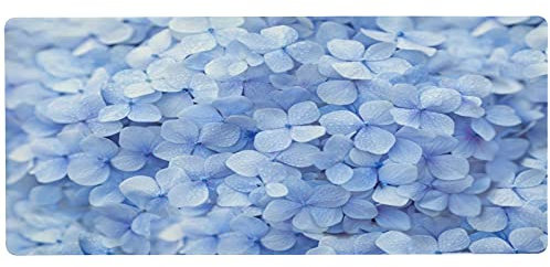 Moyyo Blue Flower Hydrangea Mouse Pad Gaming Mouse Mat (900x400x3mm) Extra Large Desk Mat with Smooth Surface and Non Slip Rubber Base xxl Mousepad Desk Protector for Office Working Laptop Computer