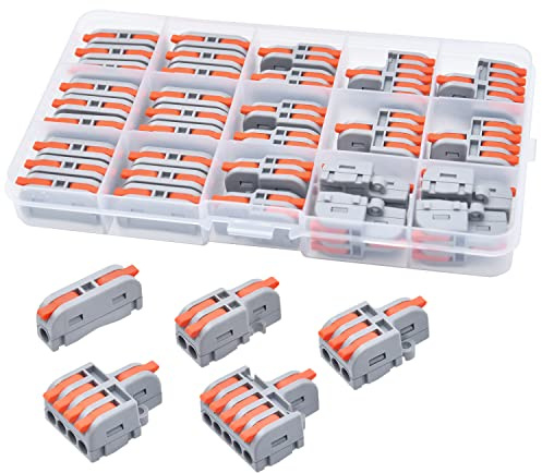 XALXMAW 32Pcs Lever Wire Connectors, DIY Mini Compact Splicing Assortment Quick Electrical Connector Kit for 24-12 AWG
