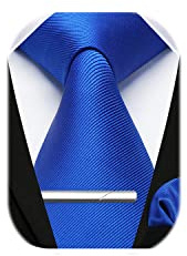 HISDERN Corbata de boda color solido Hombres clasico Corbata & Plaza de bolsillo Conjunto de clip