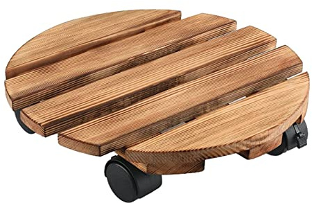 Soporte de Planta Robusto de 11,8 Pulgadas con Ruedas, Carro de Plantas Móvil, Carro de Plantas de Madera para Jardín Interior Exterior en Macetas Suculentas de Rodillos,(Tur)