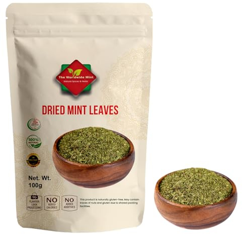 The Worldwide Mint Dried Mint Leaves (100g/3.52oz) | Mint Leaves | Dried Mint | Premium Quality | 100% Natural | No Additives