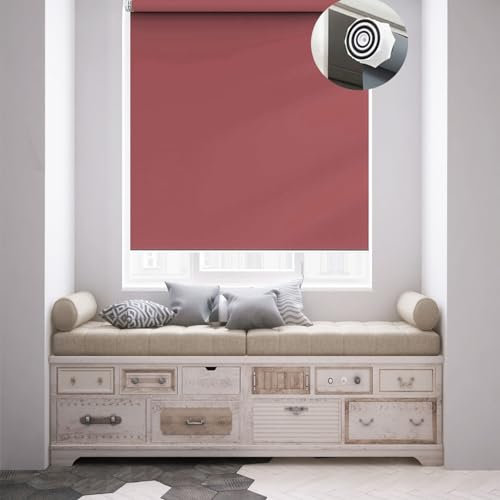 Rollo für Fenster Ohne Bohren 105 x 160 cm Hitzeschutz und Sichtschutz, Sichtschutz Fensterrollo mit Verstellbarer Kette für Wohnzimmer, Schlafzimmer, Rosa