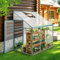 Gegaden Anlehngewächshaus Tomatenhaus Gewächshaus 181x122x195cm Aluminium Beistell-Gewächshaus, Treibhaus Gartenhaus Frühbeet Ohne Rückwand, Gewächshaus Winterfest Klein, Minigewächshaus, 2.2m², Grün
