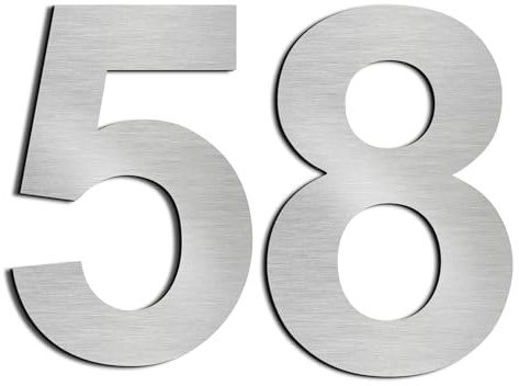 nanlyiau 2pc 3in/7.5cm numeros adhesivos números de casa numeros numeros casa exterior numeros adhesivos de acero inoxidable 304(3in number 58)