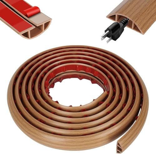 Cable Protector, Floor Cable Management Sleeve, Wire Organizer, Protects Against Pet Bites or Tripping Hazards, 3 Meter Length, Cavity 10mm (W) x 9mm (H)