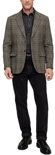 RAJEGAR Giacca sportiva da uomo in tweed scozzese con due bottoni, giacca casual slim vintage a spina di pesce britannica in misto lana cappotto, Grigio, M