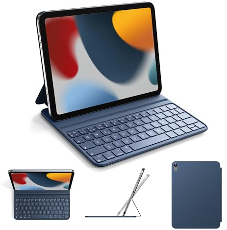 Fundas de Teclado Folio para iPad A16 2025 (11ª generación) y iPad 10ª generación 2022, Smart Folio, Ultra Delgado, Conexión magnética, ‌Español Ñ Teclado, ‌Azul