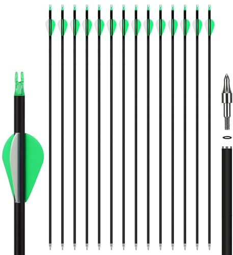 NorthSpoor 30Inch 14Pcs Carbon Arrow with Removable Tips Shaft Spine 500