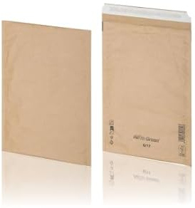 AirPro Green papperstoppningsväska 17 g (100 styck), självhäftande fraktpåsar utan fönster, fraktpåsar av FSC-papper med stoppningsskikt av papper för säker frakt, 250 x 350 mm, 80 g/m²