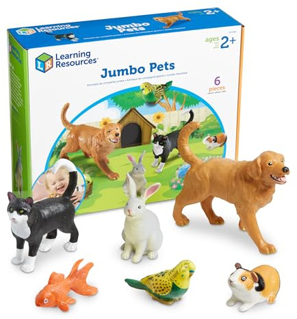 Learning Resources Animali Domestici Jumbo, Set di Figurine in Plastica, Gioco Immaginativo e Educativo, Bambini 2+