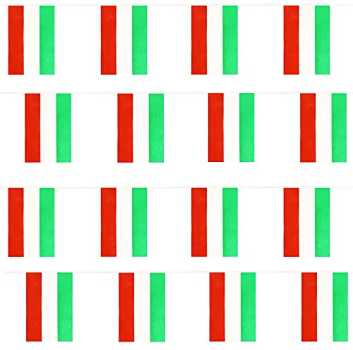 Hungarian Flag Bunting - 30m 100ft - 60 Flag - Plastic all Weather Hungary Bunting Decoration for Indoor Outdoor Sporting Events, Street Parties, Festivals and Celebrations