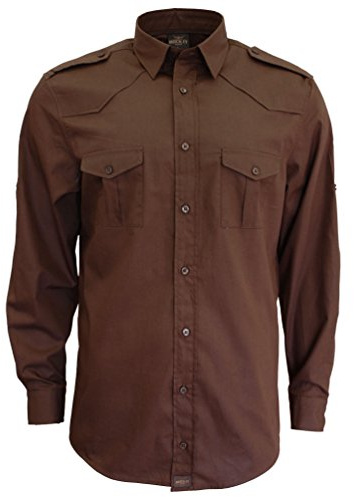 ROCK-IT Apparel Chemise à Manches Longues pour Hommes - 100% Coton - avec épaulettes - pour Le Travail et Les Loisirs - avec Fermeture à Boutons [S-5XL] Tailles régulières
