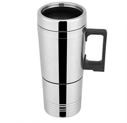 300ml Tazza Riscaldamento per Auto Acciaio Inossidabile Car Kettle Bollitore Elettrico per Acqua Tazza Caffè Riscaldante Bottiglia D'acqua Viaggio Teiera per Campeggio Picnic Pesca (24V)