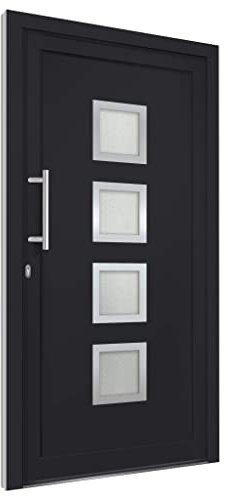 vidaXL Porta di Ingresso con Accessori Sicurezza Eleganza Entrata Casa Edifici Soglia Alluminio Rinforzi e Anima in Acciaio Antracite 98x208 cm