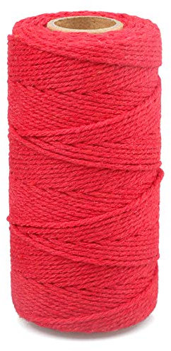 Macrame Corda di Cotone Spago Bianco 2mm x 100M per Decorazioni, Confezioni Regalo, Artigianato Fai da Te (100M, rosso)