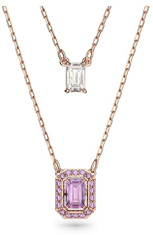 Swarovski Millenia layered necklace, Octagon cut, Rose gold-tone plated