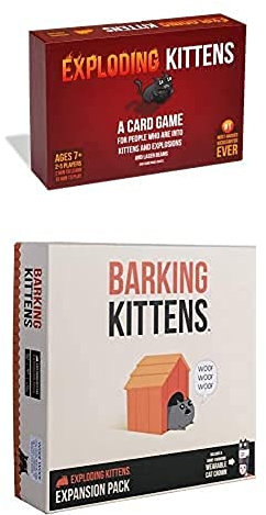 Exploding Kittens Bundle - Original Edition Plus Barking Kittens Expansion Pack - Card Games for Adults Teens & Kids, Fun Family Games, A Russian Roulette Card Game