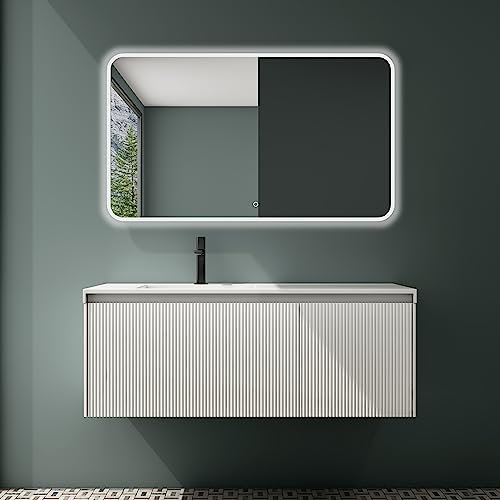 Mai & Mai Design Badmöbel Set Waschtisch mit Unterschrank Waschbeckenunterschrank 120cm in Weiß matt mit Softclose Schubladen inkl. Mineralguss Waschbecken Santa