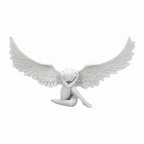White Angels Resin Cherubs Statue Figurine, Angel Sculpture Memorial Statue Decoration, Angel Wing Sculpture Table Centerpiece Decoration for DIY Craft Catholic Religious Gifts