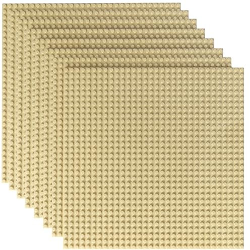 HUIZDQ 8 Stück Klassische Grundplatten für Bauklötze, 100% kompatibel mit Allen großen Marken, mit 32 X 32 Noppen, Sand