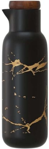 MAGICVOGEL Keramik Ölflasche Ölbehälter 380ml Ölspender Olivenölspender mit Korkdeckel Essig Spender Essig Flsche für Küche Kochen Grillen Backen Pasta (Schwarz)