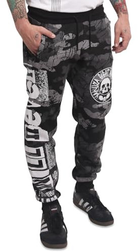 Yakuza Herren Apologise Casual Jogginghose, Camouflage Grey, 3XL