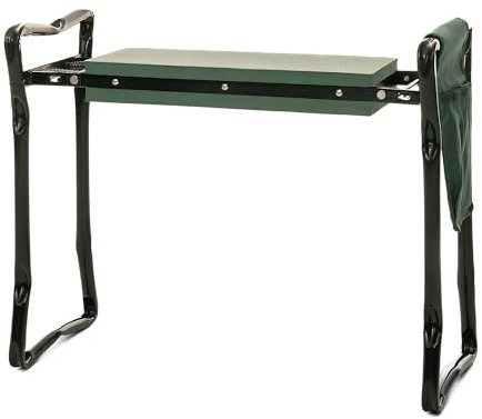 TECHNIGART Kniestuhl mit Werkzeugtasche – klappbare Kniebank & Sitzhocker für Gartenarbeit – Eva-Polsterung – Tragkraft 150 kg – B-Ware