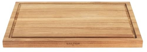 Salter Toronto Tagliere in legno - grande tagliere da pascolo, legno di acacia certificato FSC®, protegge i piani di lavoro della cucina, scanalature esterne per briciole/succhi, facile da