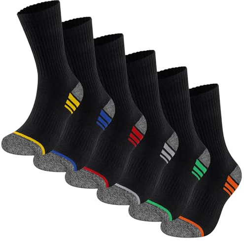 The Essentials Wardrobe Mens 6 Pack Work Socks - Black - Three Stripes - UK 6-11/EU 39-45